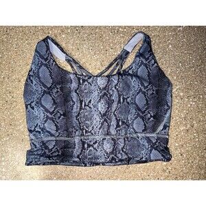 Victoria Secret Sports Bra M Gray Snakeskin Print Strappy Flow On Point